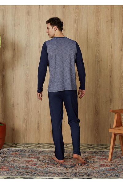 Doreanse Ανδρικό Σετ Πυτζάμες Πλεκτό Μπλε Navy Relax Fit T-shirt 4664