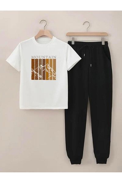 Medinenur Mountain printed T-shirt Φούτερ Jogger Comfortable Fit Σετ αθλητικών