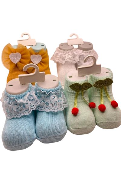 Marlin Cotton Newborn Baby Lace 3 Pack Accessory Mannequin Socks