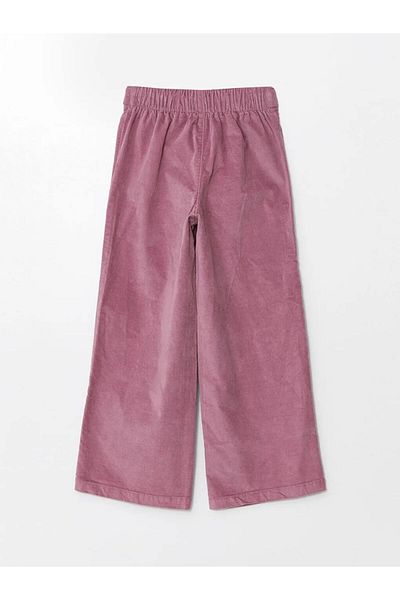 LC Waikiki Lcw Kids Pink Elastic Waist Wideleg Velvet Girls' Pants