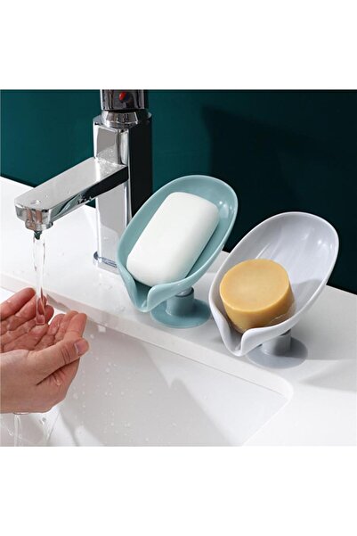 omilife 2 Pieces of Soap Dish with Gray Suction Cups and Water Drain Stylish Design Waterproof Solid Soap Dish