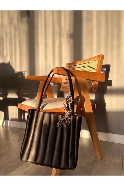 Pleated Soft Leather Hand and Shoulder Bag with Scarf Detail