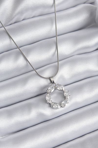 Skygo 316L Steel Silver Color Zircon Stone Women's Necklace - TJ-BKO8137