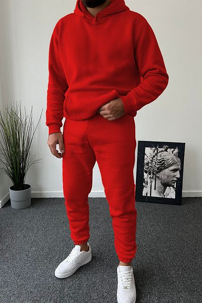 ruNadeS Men's Oversize Kangaroo Pocket Elasticized Sweatpants Suit - Home Wear