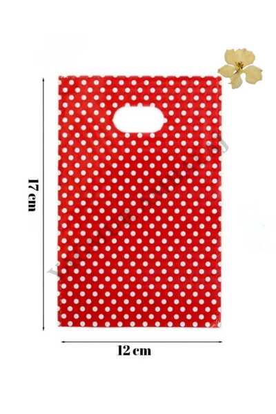 shop Kırmızı Puantiyeli El Geçme Poşet Hediyelik 12x17 Cm (25 ADET)
