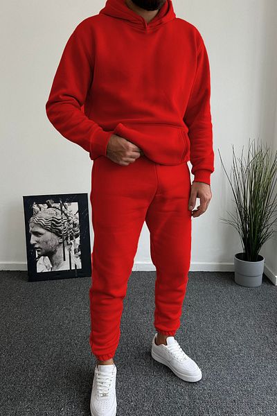 ruNadeS Men's Oversize Kangaroo Pocket Elasticized Sweatpants Suit - Home Wear