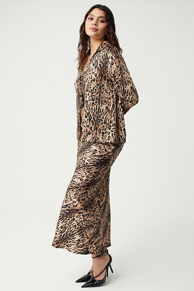 ETHIQUET Scarlett Women's Satin Tiger Print Large Size Skirt