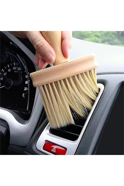 omilife Wooden Handle Soft Bristle Brush Detailed - Dust Removal Cleaning Brush, For Car