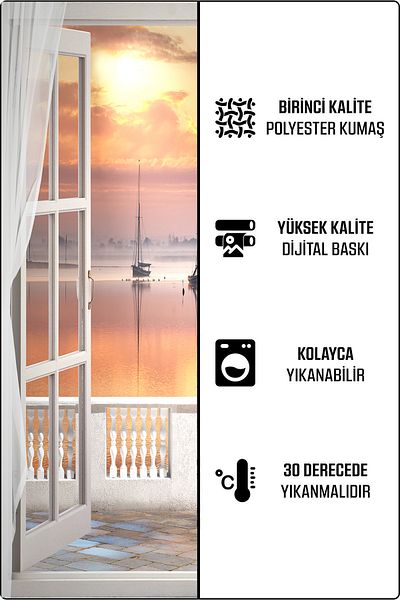 Erays Home Sunset Scenery Sunset Pattern Digital Printed Backdrop Curtain 2 Wings Living Room Hall Background Curtain