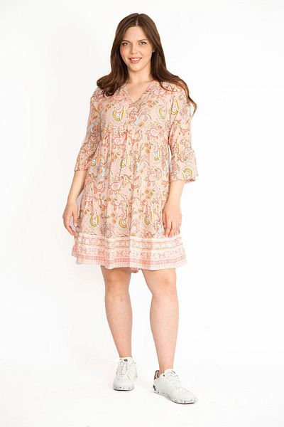 Şans Rochie colorată pentru femei, țesătură din viscoză, cu decolteu în V, cu etaje, rochie 65n36359