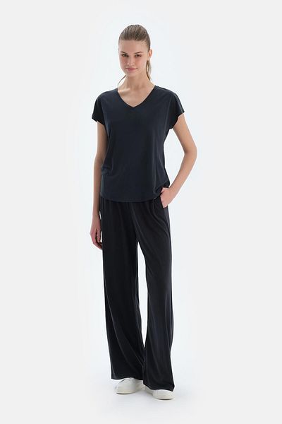 Dagi Schwarze Basic-Modalhose mit Taschen