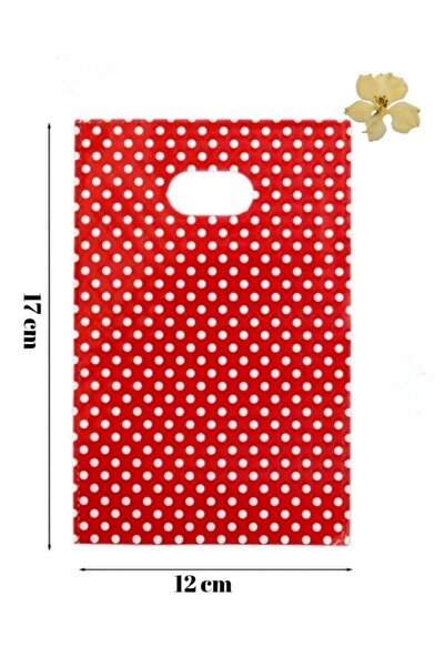 shop Kırmızı Puantiyeli El Geçme Poşet Hediyelik 12x17 Cm (25 ADET)