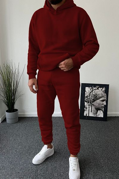 ruNadeS Men's Oversize Kangaroo Pocket Elasticized Sweatpants Suit - Home Wear