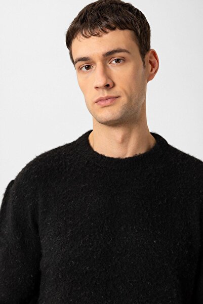 Antioch Men's Black Wool Look Sweater