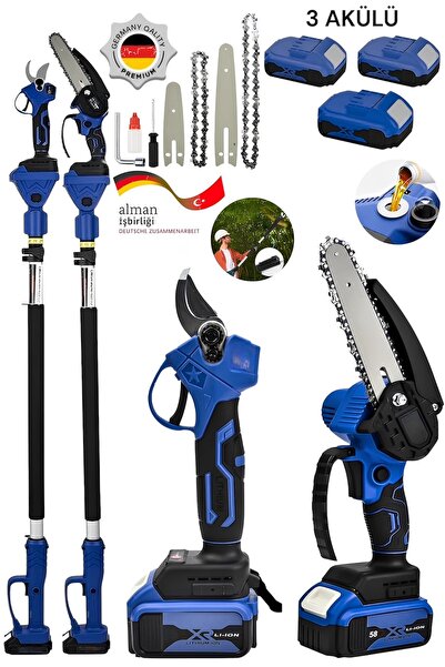 SCHUTZENGER 9500Rpm 3 Bataryalı Teleskopik Uyumlu Dal Budama Bağ Makası Ve Zi...