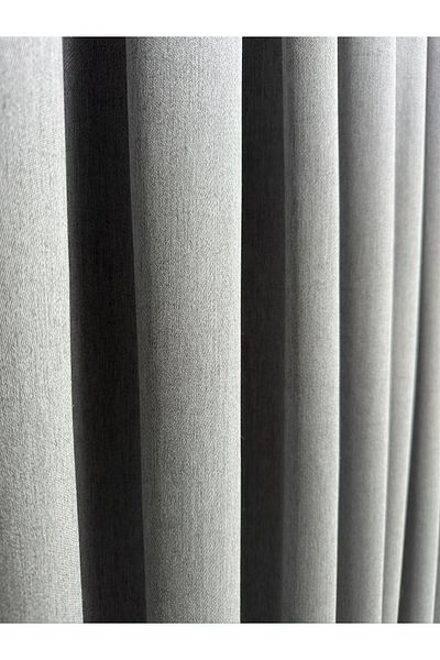 Taç Meyra Matte Cotton Gray Background Curtain 1/3 Close Pleat