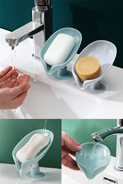omilife 2 Pieces Green Suction Cup Soap Dispenser with Water Drain Stylishly Designed Waterproof Solid Soap Dispenser