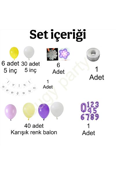 CUGY Purple Color Daisy Themed 5 Year Old Birthday Party Celebration Set