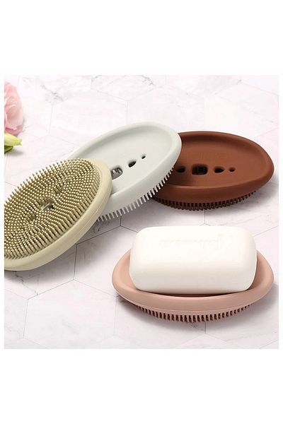omilife Multi-Purpose Silicone Soap Dish Waterproof Self-Emptying Double Sided Soap Dish