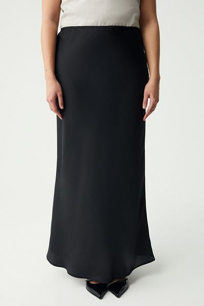 ETHIQUET Scarlettbb Women's Satin Black Large Size Skirt