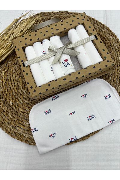 Caramell Set of 7 Family Love Patterned Baby Mouth Wipes Combed Cotton