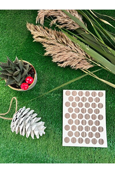 Ekodoğa Vida Kapatıcı Kapağı Yapışkanlı Vida Tapası 50Adet Ahşap Renk Yapışka...