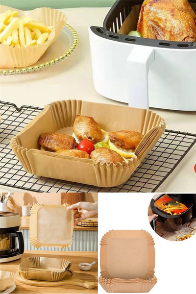 omilife 50 قطعة من ورق الخبز المربع للمقلاة الهوائية - مقلاة خالية من الزيت