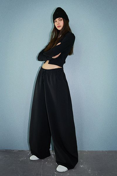 Bershka Plush barrel trousers