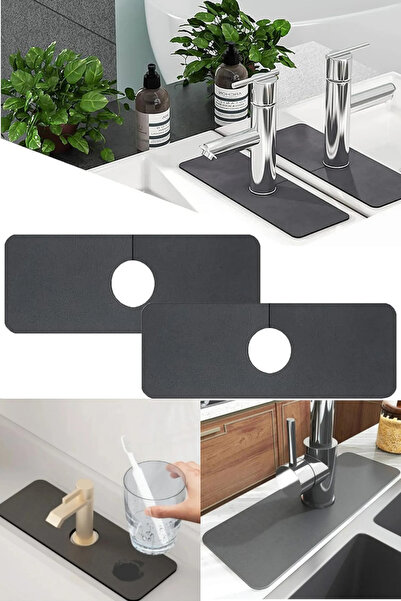 omilife Su Emici Sihirli Lavabo Kenar Matı 38x14cm Mutfak Banyo Musluk Kenarı...