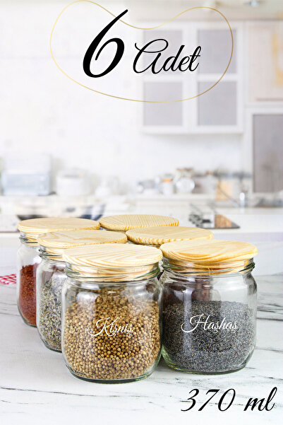 Denizcan Home 6-Piece Medium Size Striped Wooden Glass Storage Set - with Vac...