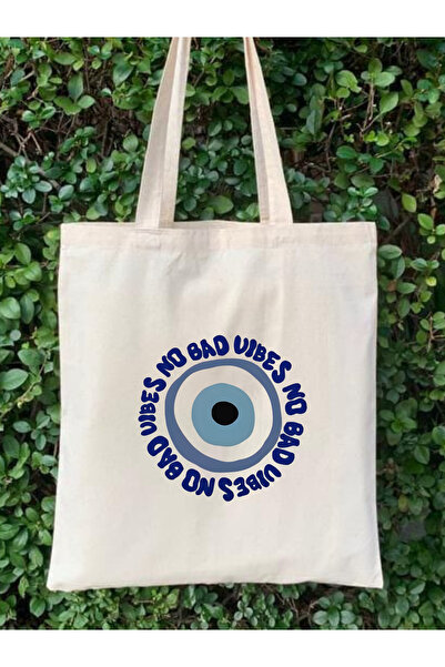 Cemira Nazar Boncuğu Tasarım Ham Bez Tote Bag Çanta, Pinterest Çanta