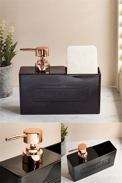 omilife Liquid Soap Dispenser and Detergent Holder Kitchen Counter - Rectangular Design, for Bathroom and Sink (Without Sponge)