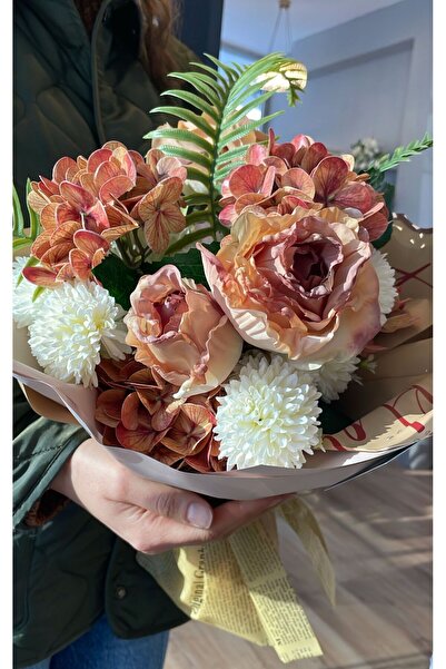 Minemiss Tasarım Gerçek görünümlü Yapay Çiçek Kasımpatı,Ortanca,Lila Jumbo Gü...