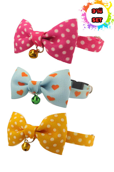 Cocopet طقم ربطة عنق للقطط مكون من 3 قطع مع ربطة عنق وجرس 17-30 سم قابل للتعديل وربطة عنق للقطط