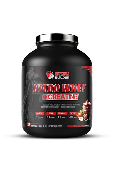 Body Builder Nitro Whey + Creatine, Hazelnut, 4 LB