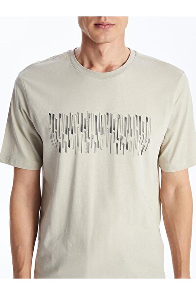 LC Waikiki Ανδρικό μπλουζάκι LCWAIKIKI Classic Crew με λαιμόκοψη κοντό μανίκι με στάμπα χτενισμένο βαμβακερό ανδρικό μπλουζάκι