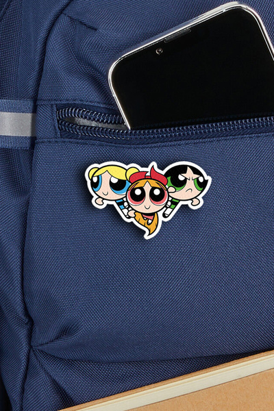 Rozzy Lab Powerpuff Girls - Blossom Bubbles and Buttercup - Rozet - Ahşap - Pin - Broş - Yaka Çanta Aksesuar