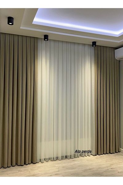 yağmur zebra Grek Modern Tulle Curtain - 1/2 Pleated Skirt with Lead (Quarter Pleated)
