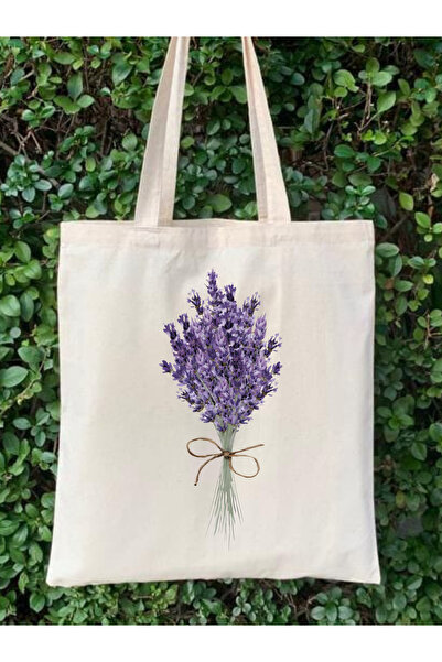 Cemira Lavanta Tasarım Ham Bez Tote Bag Çanta, Pinterest Çanta, Kitap Çantası