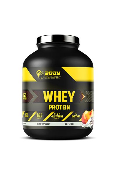 Body Builder 100% Whey Protein, Peach-Yoghurt, 4 LB