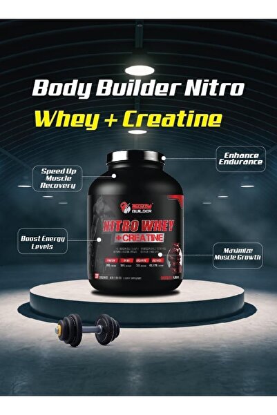 Body Builder Nitro Whey Creatine, Cookies And Cream, 4 Lb Shaker, Whey Protein For Muscle Growth & Recovery