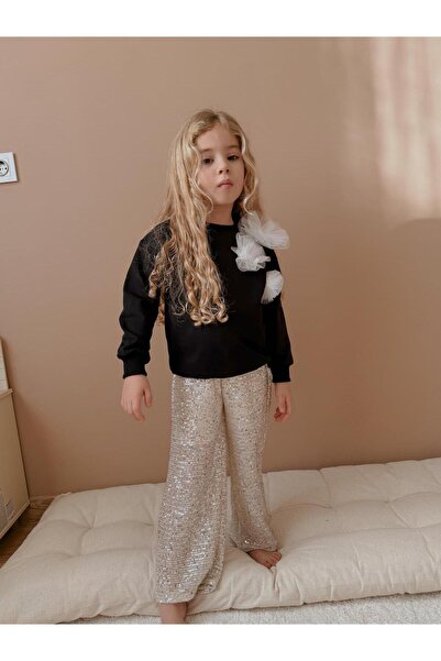 YİGİT BUTİK Yigit Boutique Girl's Bottom Top Set with Sequin Pants