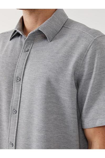 LC Waikiki Southblue Regular Fit Short Sleeve Men's Textured Shirt