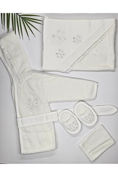 PefyBaby Baby Girl Embroidered Bathrobe Set 100% Cotton