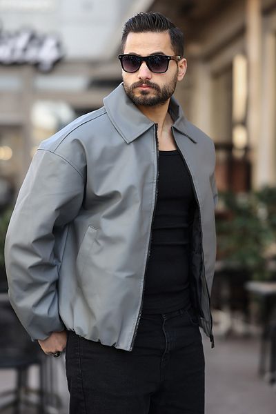 gm giyimarket Oversize Vintage Ανδρικό Δερμάτινο Μπουφάν