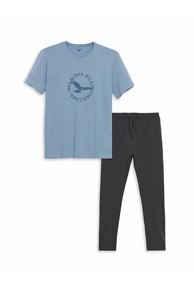 LC Waikiki Σετ ανδρικές πιτζάμες Anthracite Standard Fit