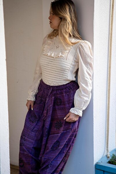 Miss Boheme Mor Unisex Nepal Patchwork Şalvar