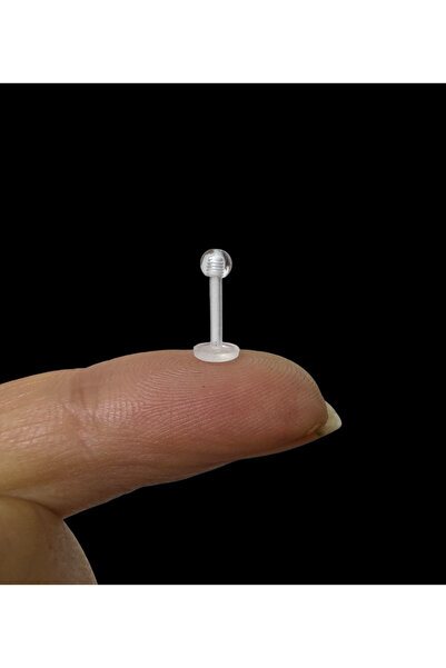 Arescollection 1 adet şeffaf bioplast labret silikon piercing