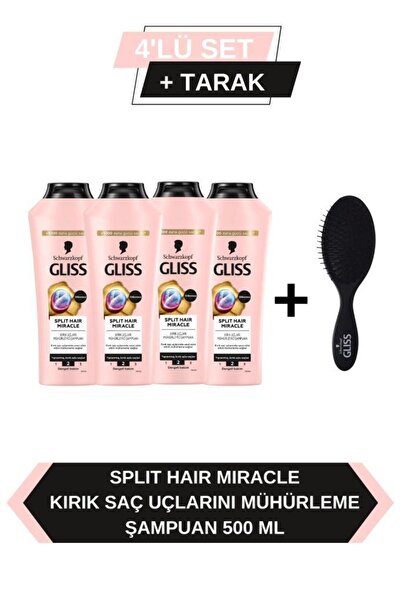 Gliss Split Hair Şampuan 500 Ml X 4 Adet+Tarak