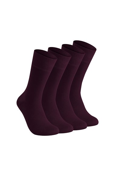 Elchee wear Vegan and Organic Burgundy Bamboo Unisex Oversize, Plus Size Socks 4 Pairs 45-48